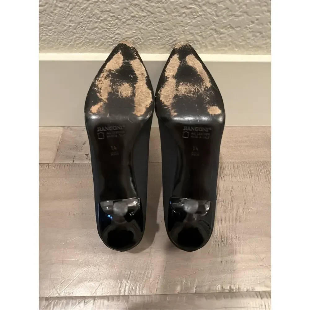 Vintage Rangoni Firenze Italy Handmade Pumps Heels Shoes Black 80s 90s 7.5 AAA
